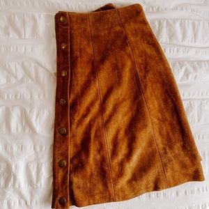Honey Punch Brown Suede Snap Skirt